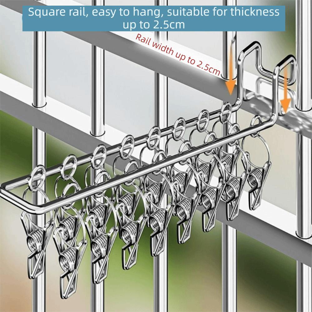 Windproof Socks Drying Rack Stainless Steel Socks Clips Durable Laundry Hanger  Balcony