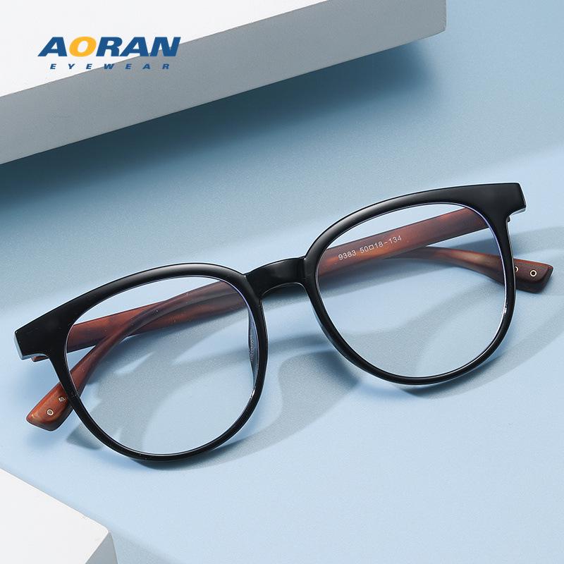 Ретро очки в японском стиле под дерево с черными оправами для мужчин и женщин, подходят для большого лица, с нулевой диоптрией
