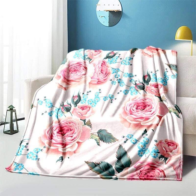 Мягкий плюшевый диван-кровать с цветком розы, тонкие одеяла для пикника с героями мультфильмов, современное фланелевое одеяло Gedruckt Bettdecke Geschenk