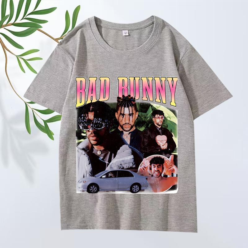 Классическая футболка Bad Bunny 2025 Новая Унисекс s Женская Оверсайз 100% Хлопок Уличный Стиль Короткий Рукав Летний Принт Графика Унисекс Топы