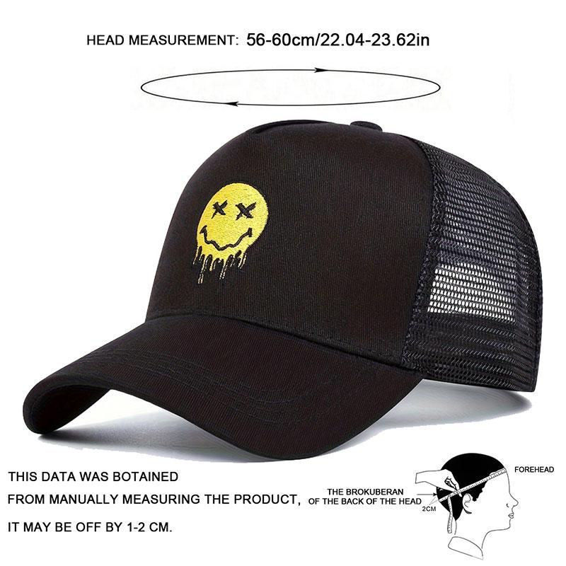 Унисекс Вышивка Улыбающееся Лицо Регулируемая Бейсболка Хип-Хоп Весна Лето Для Путешествий На Открытом Воздухе для Женщин Мужчин