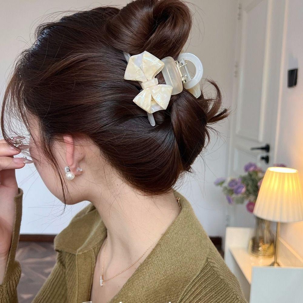 Hair Clip Retro Bow Acetate Hair Claw Jelly Shark Clip Fashion Solid Color Shark Clip  Girls