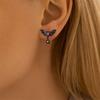 Original 925 Sterling Silver Purple Flower Owl Earrings Women 2025 Zircon Ear Studs Sparkling Pave Hoop Earring Jewelry Gift