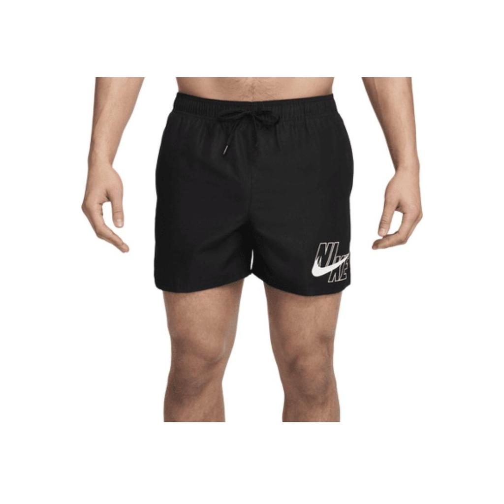Nike Letter Logo Lace-Up Casual Swim Trunks Men Swimwear Black DQ6872-010