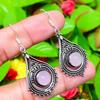 Rose Quartz Gemstone Handmade 925 Sterling Silver Jewelry Earring 2.13" D2k64