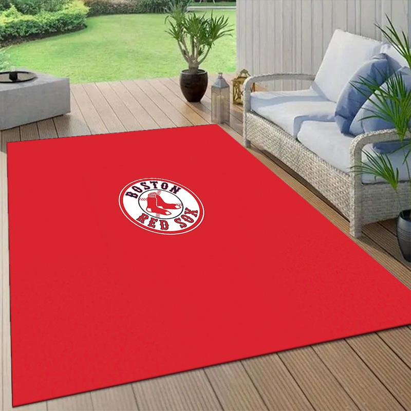 Boston Red Sox2 Flannel Pattern Square Carpet,Area Rug,Carpet Rug for Living Room Bedroom Sofa Playroom Decor,Non-slip Floor Mat