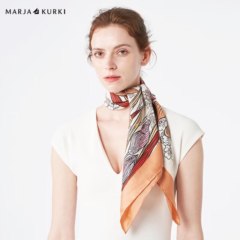 MARJA KURKI Women's Canna Lily Mulberry Silk Square Scarf
