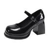 French Retro Thick Heel High Heels Women's 2025 New Spring and Autumn Versatile Skirt Mary Jane Light Mouth Small Leather Shoes