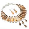 Morganite Necklace+Earrings Adjustable Chain Pencil Cut Gemstone Jewelry Gifts