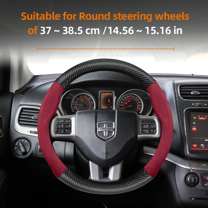 Suitable for Dodge Suede Matte Carbon Fiber Texture Steering Wheel Cover Suitable for Chenger Journey Charger Caliber Durango 1500 Grand Caravan WW7