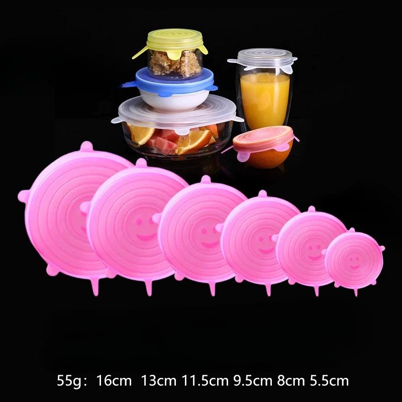 Набор из 6 многоразовых силиконовых крышек - Растягивающиеся, герметичные и экологичные