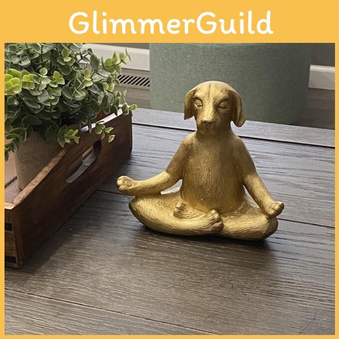 Creative Golden Yoga Dog Home Dcor Resin Art Decorative Piece For Modern Interiors