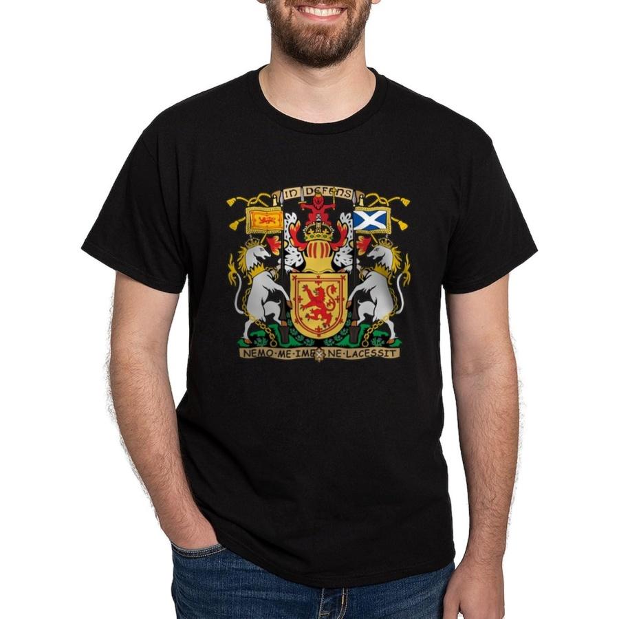 CafePress Шотландия Герб Темная Футболка Мужская 100% Хлопок, Классическая Графическая Темная Футболка