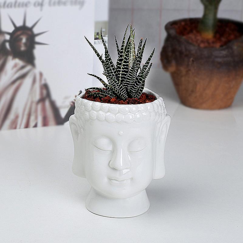 Статуя Будды Цветочный Горшок Сочный Горшок Керамический Кашпо Домашний Декор Крытый Украшения Настольные Украшения Горшок Для Растения Бонсай