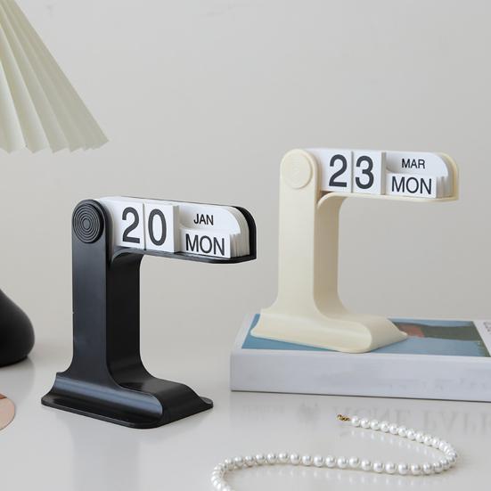 Перекидной вечный календарь 2024-2025 Пластиковый настольный календарь Ежемесячный еженедельный органайзер Ежедневный график Планировщик настольного украшения Домашний офис Декор