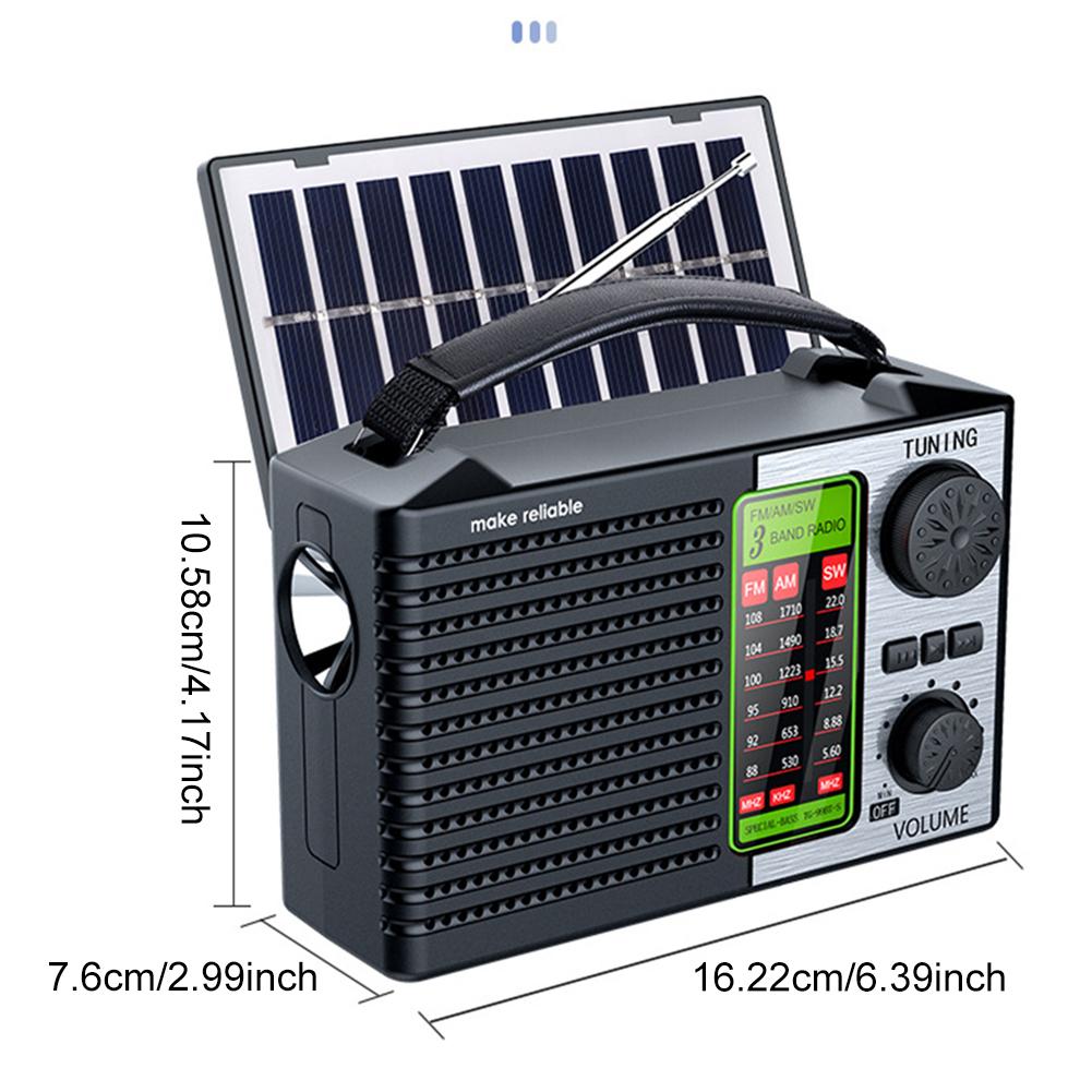 Солнечное Радио Портативное FM AM SW Все Диапазоны Радио с LED Фонариком Bluetooth Музыкальный Плеер Аварийное Радио Поддержка TF Карты USB Накопителя