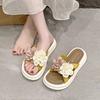 New One-word Slippers Women's Summer Wear Two-color Flower Thick-bottomed Cool Slippers Fashionable Non-slip Comfortable Beach Sandals