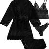 Women's Lace Satin Erotic Sleepwear Set