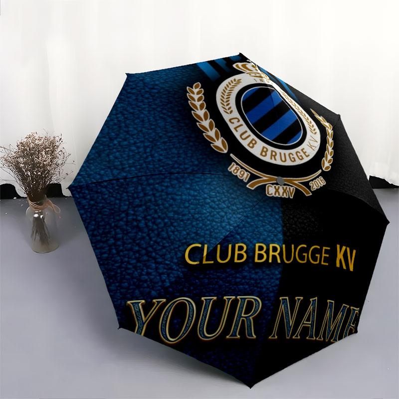 1 PC Automatic Folding Umbrella - Club Brugge KV Custom Name Pattern, Portable & Foldable Design with 8 Ribs, Christmas Birthday Gifts