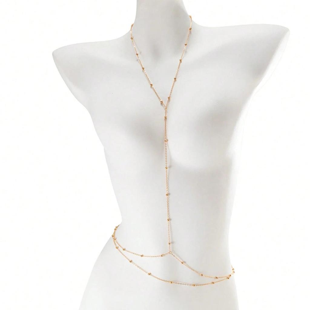 European And American Fashion Jewelry, Fashionable Rhinestone Body Chain, Simple Summer Double-Layer Rhinestone Back Chain European And American