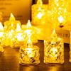 4Pcs Crystal Flameless Candle Lights LED Tealight Candles Battery-Operated Twinkling Light Fake Candles for Weddings Home Decor