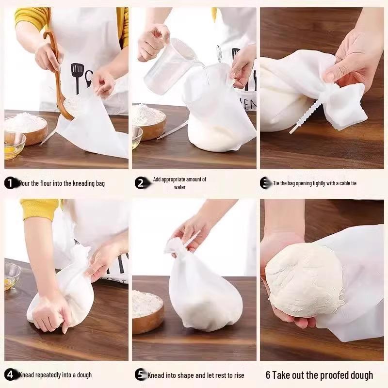 Утолщенный антипригарный силиконовый мешок для замешивания и расстойки теста с скалкой для выпечки