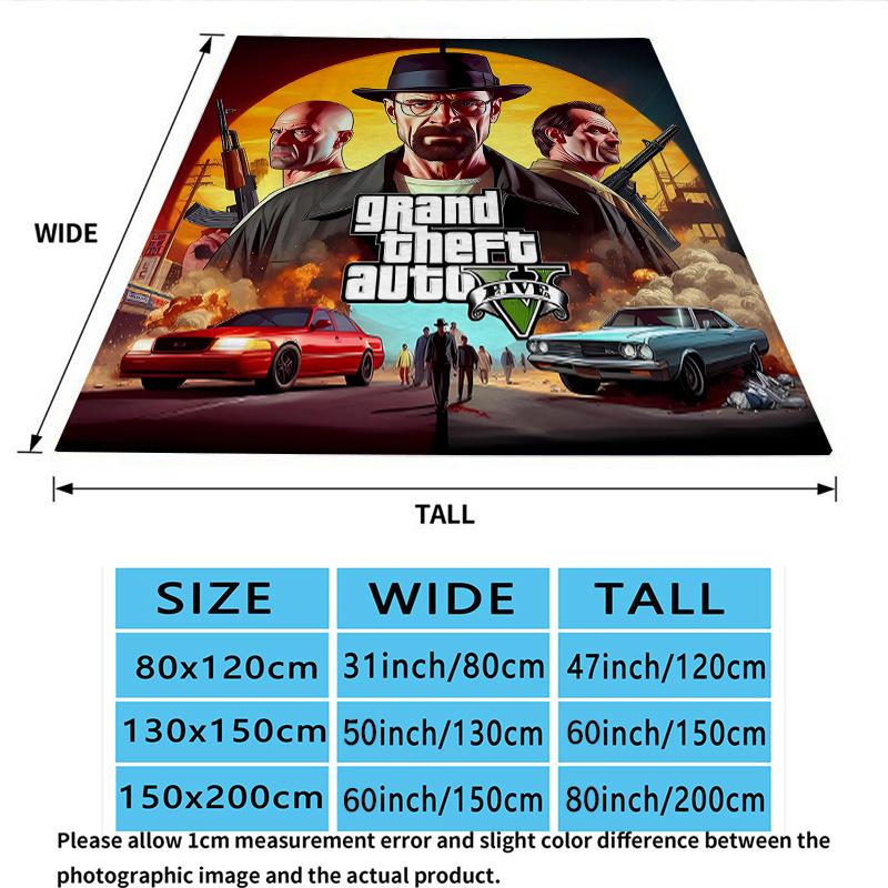 1PC Grand Theft Auto Patterned Flannel Blanket Suitable For All Seasons For Home Decor Warmth And Comfort Gifts Holiday Present