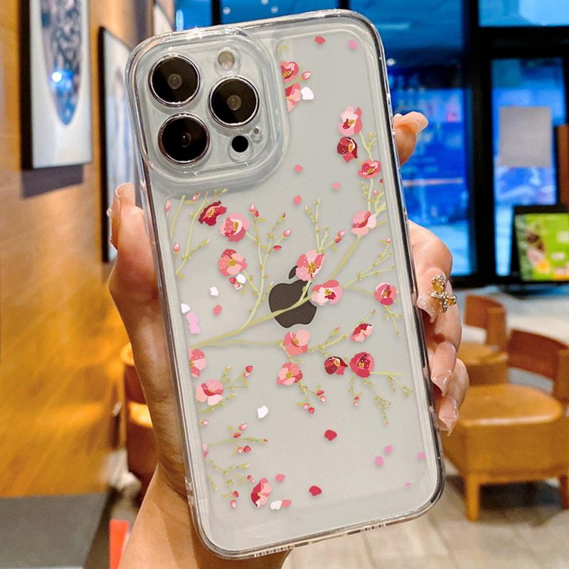 Модный цветочный чехол для телефона iPhone 16 15 14 Pro Max 13 12 11 ударопрочный силиконовый чехол прозрачный чехол