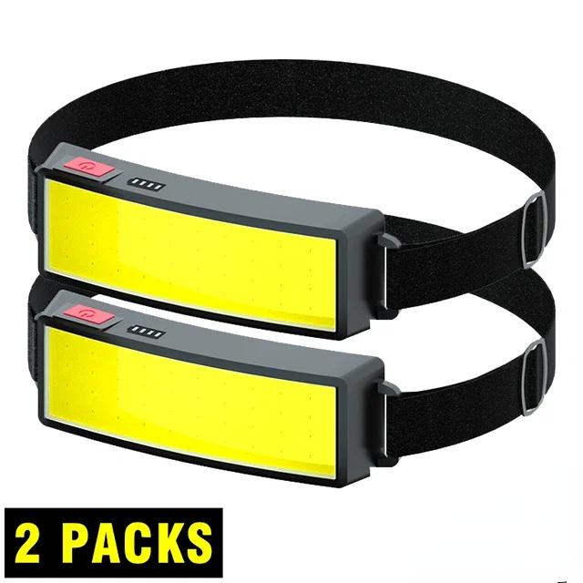 Портативный светодиодный прожектор COB, налобный фонарь, встроенный аккумулятор, USB-перезаряжаемый, для улицы, налобный, для кемпинга, охоты, налобный фонарь