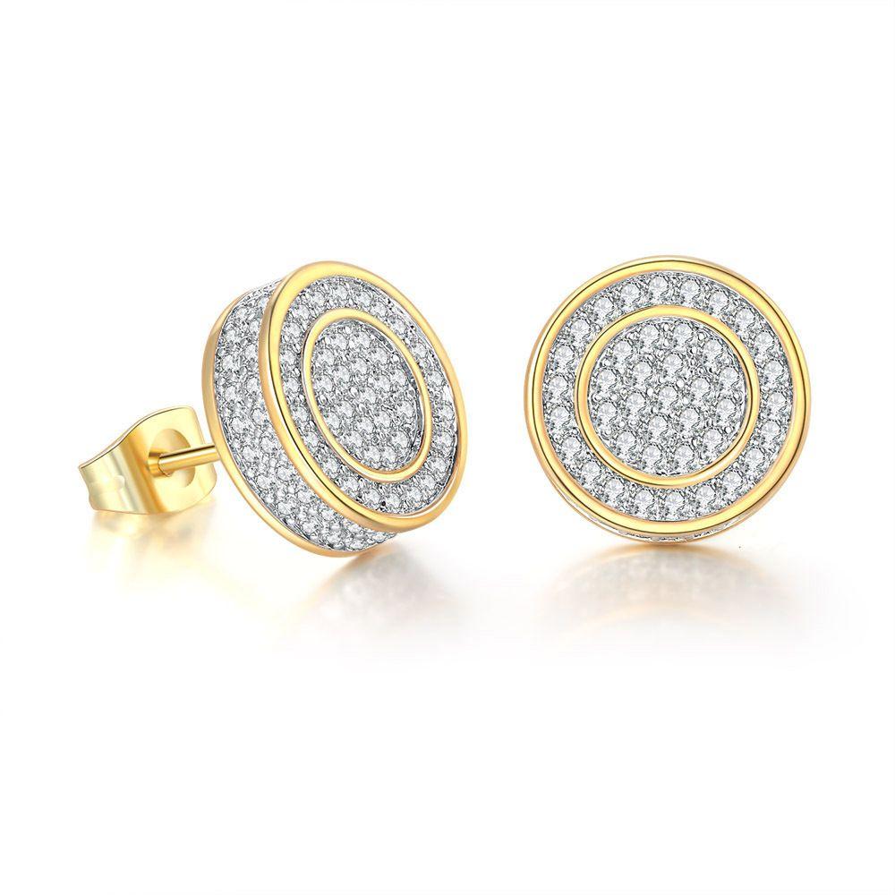 Men Trend Hip Hop Piercing Ear Accessories Gold Plated Gold Silver Zircon Earrings Diamond Ear Studs Studs Earrings Blinking