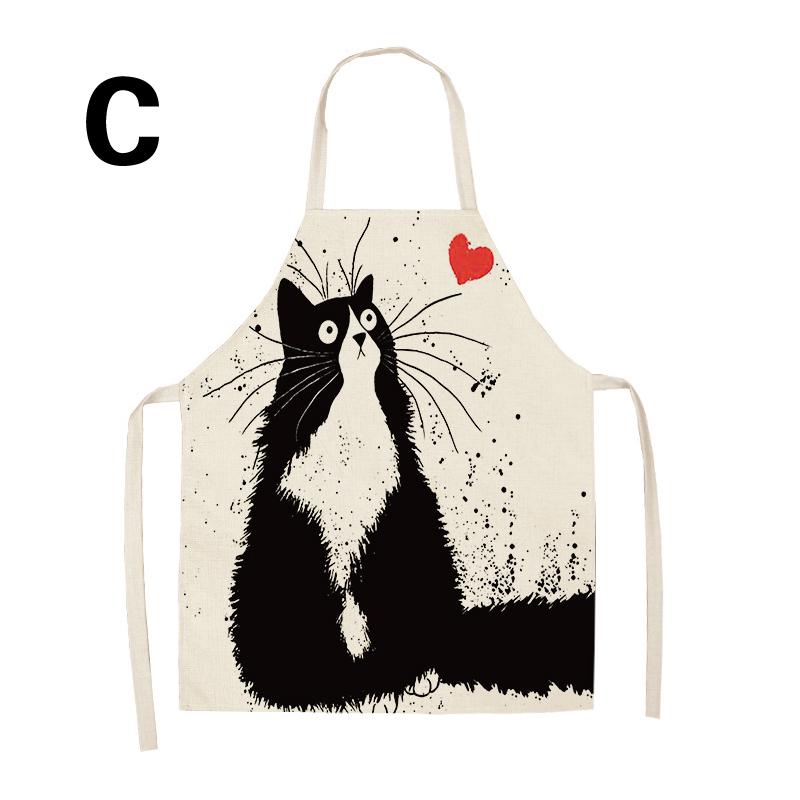 1 шт., домашние хлопковые льняные фартуки без рукавов с принтом кота, кухонный фартук, забавная одежда для чистки