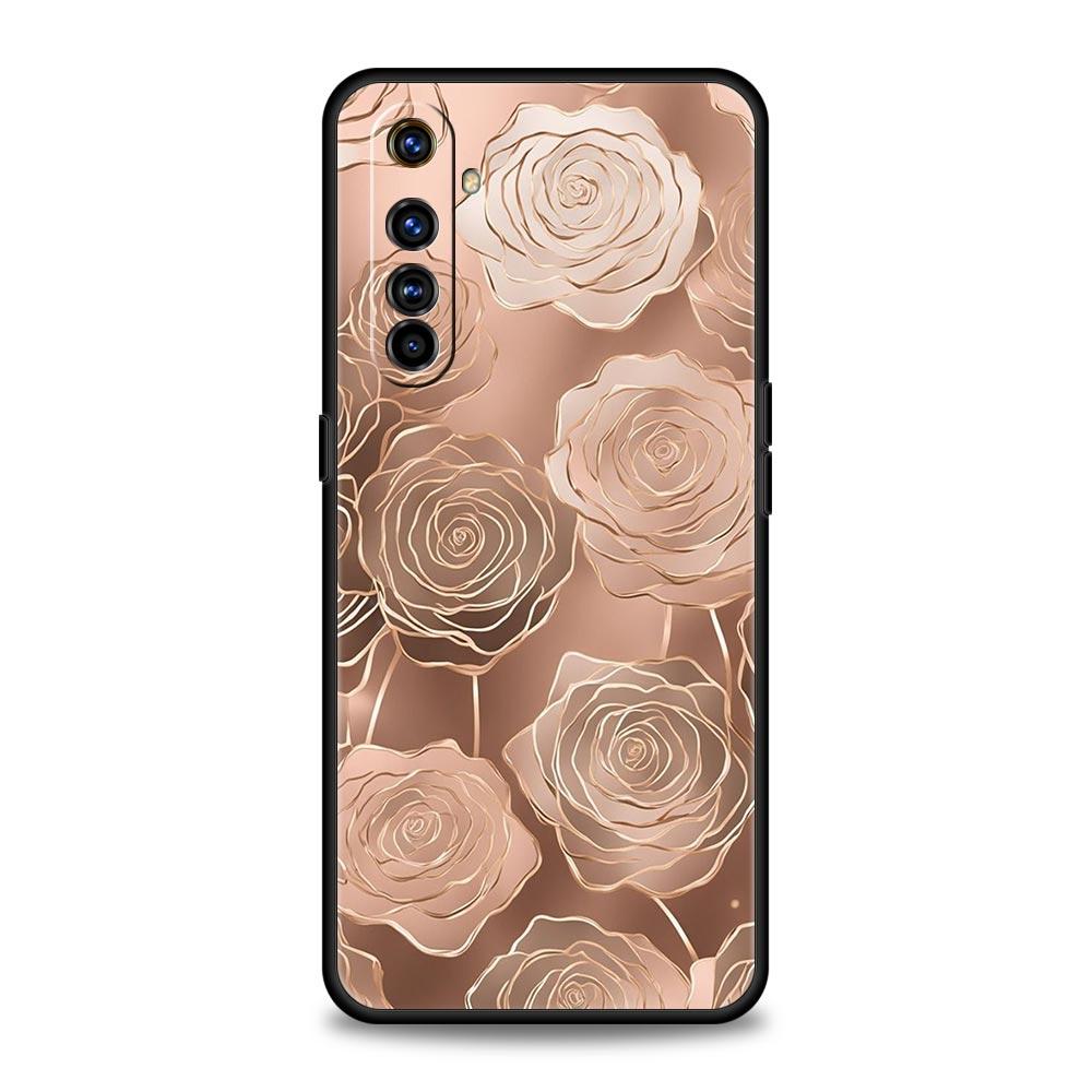 Красивый арт-кейс цвета розового золота для Realme 12 11 10 9 8 5G 7 6 GT5 GT3 GT2 Pro C21 C11 C25 C35 Для Realme GT Neo 2 3 3T 5 Чехол