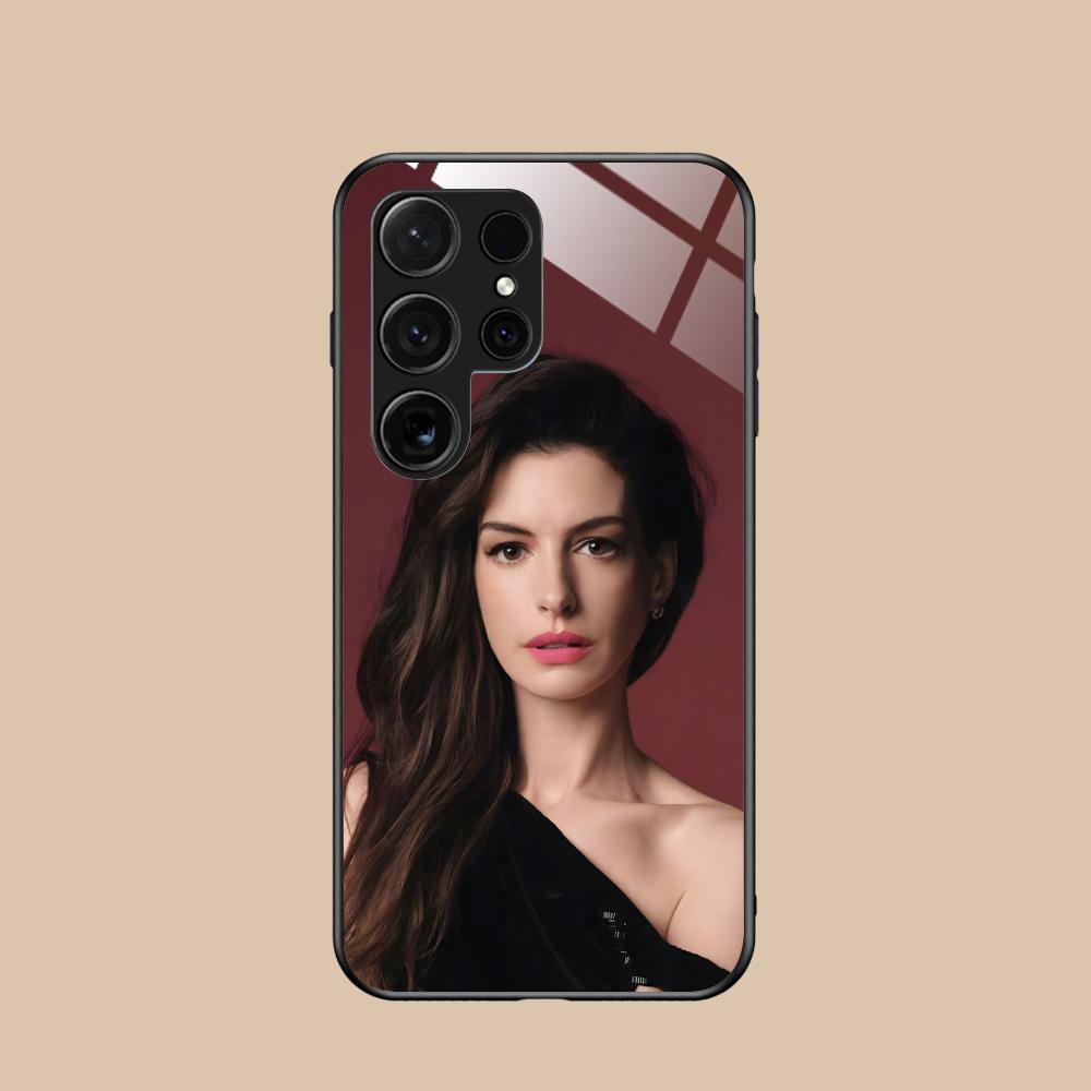 Чехол для мобильного телефона Anne Hathaway для Samsung Galaxy S26 S25 S24 S23 S22 S21 S20 Note20 Plus FE Ultra Стеклянный Цветной Чехол Красивый