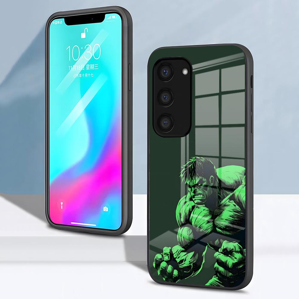 Superhero H-Hulk Phone Case For Samsung S26 S25 S24 FE S23 S22 S21 Plus S20 Ultra Note20Ultra Black Glass Cover