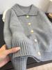 Women's Korean Style Wool Knit Cardigan - Thick Lapel, Loose Fit for Autumn & Winter