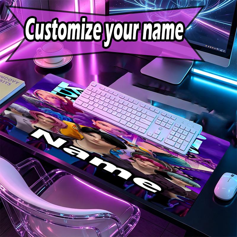 Custom Name Personalized KPop Demon Hunters Pattern Mousepad, Laptop PC Desk Mat, Decorative Desk Mat for Home Keyboard Pad Gift