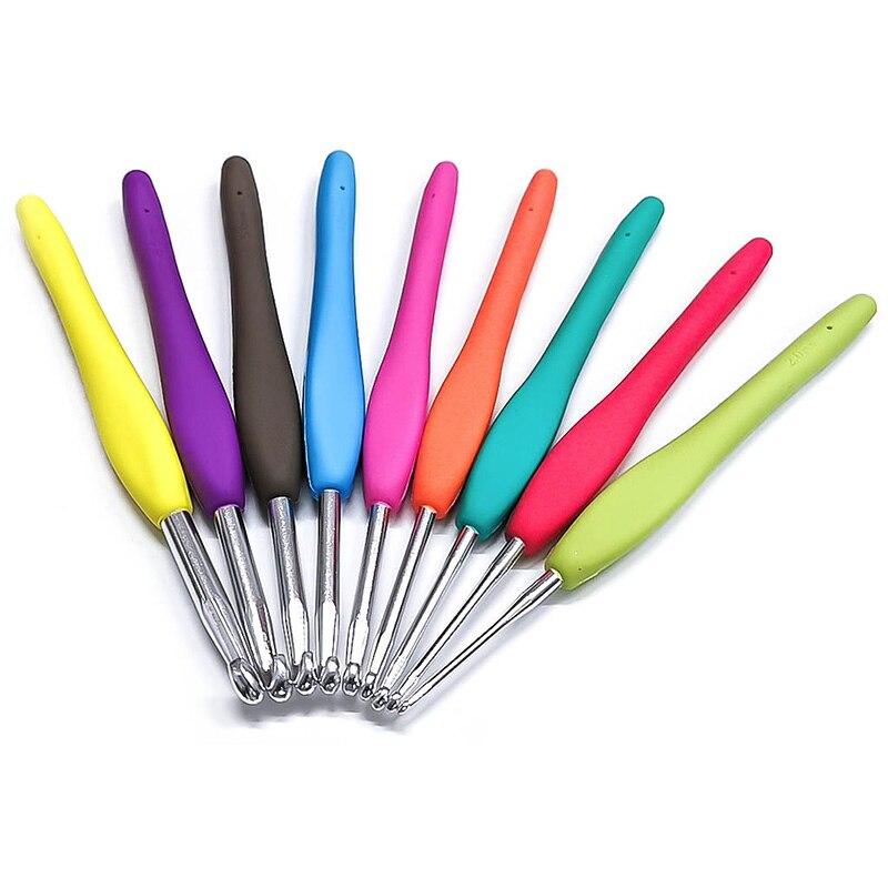9 шт. красочные мягкие пластиковые ручки из глинозема крючки для вязания крючком набор спиц 2-6 мм вязальный крючок для плетения швейных игл инструмент