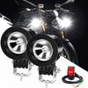 10W LED Spot Work Round LED Pod Motorcycle Spotlight Front Fog Driving White Light, 2-Inch Lamp, 12V/24V, Waterproof, Universal, (Switch Included)