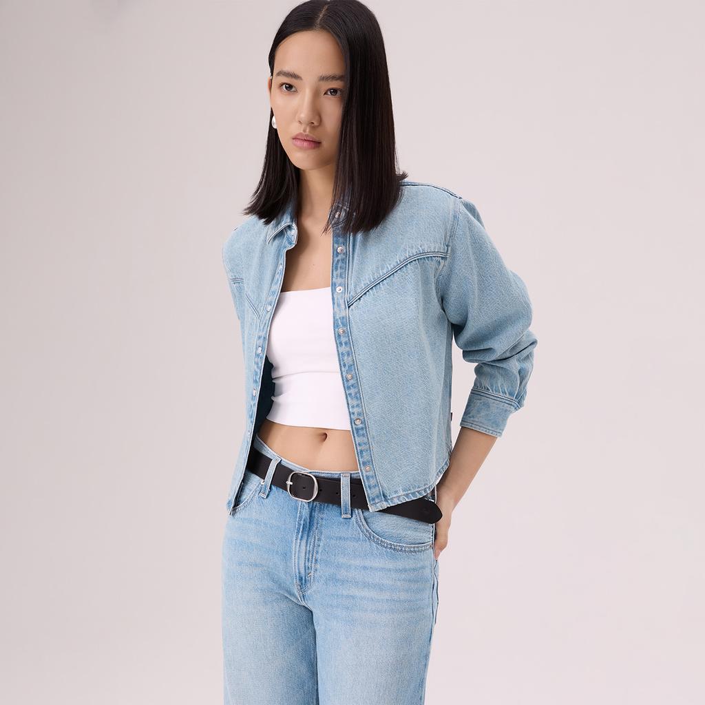 Levis Винтажная Мягкая Повседневная Удобная Джинсовая Рубашка с Острым Воротником и Длинным Рукавом Женские рубашки 005DW-0001