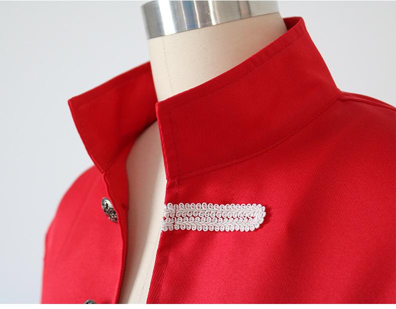 2024 European & American Men's Solid Color Steampunk Overcoat with Stand-Up Collar