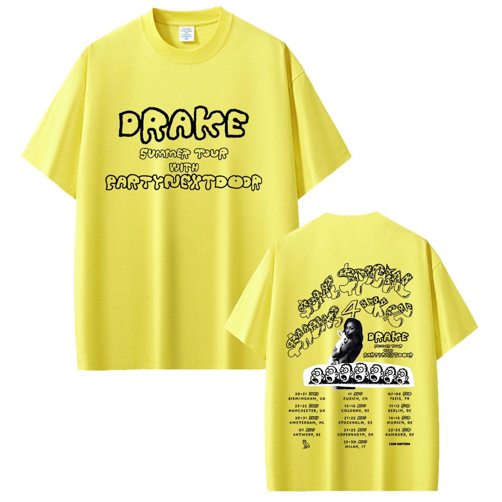 Т-shirts с принтом Rapper Drake Europe Tour with Partynextdoor 2025 SSS4U Some Sexy Songs 4 U Мужские Женские Хип-Хоп Модные Футболки