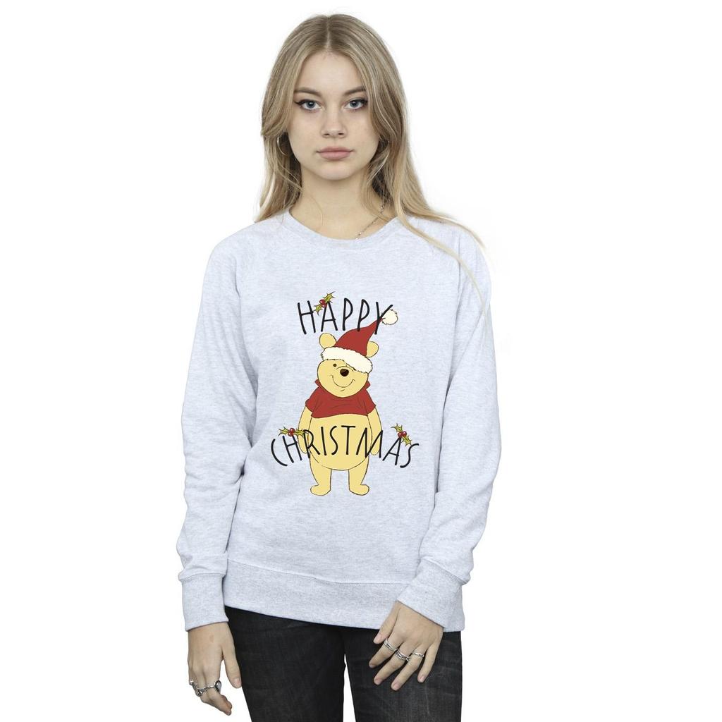 Disney Womens/Ladies Winnie The Pooh Happy Christmas Holly Sweatshirt