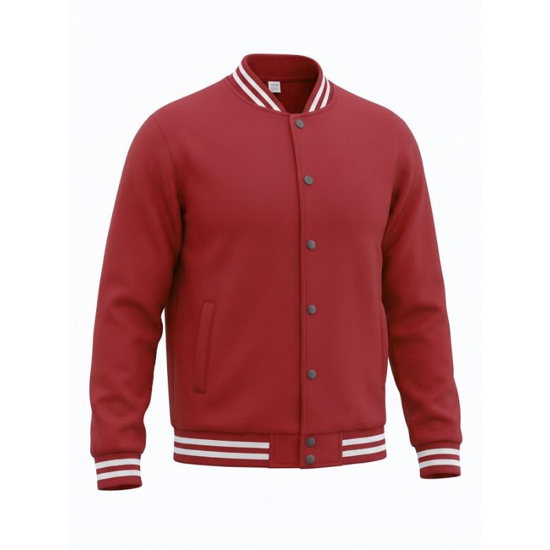 Men S Casual Stand Collar Long Sleeve Loose Baseball Jacket