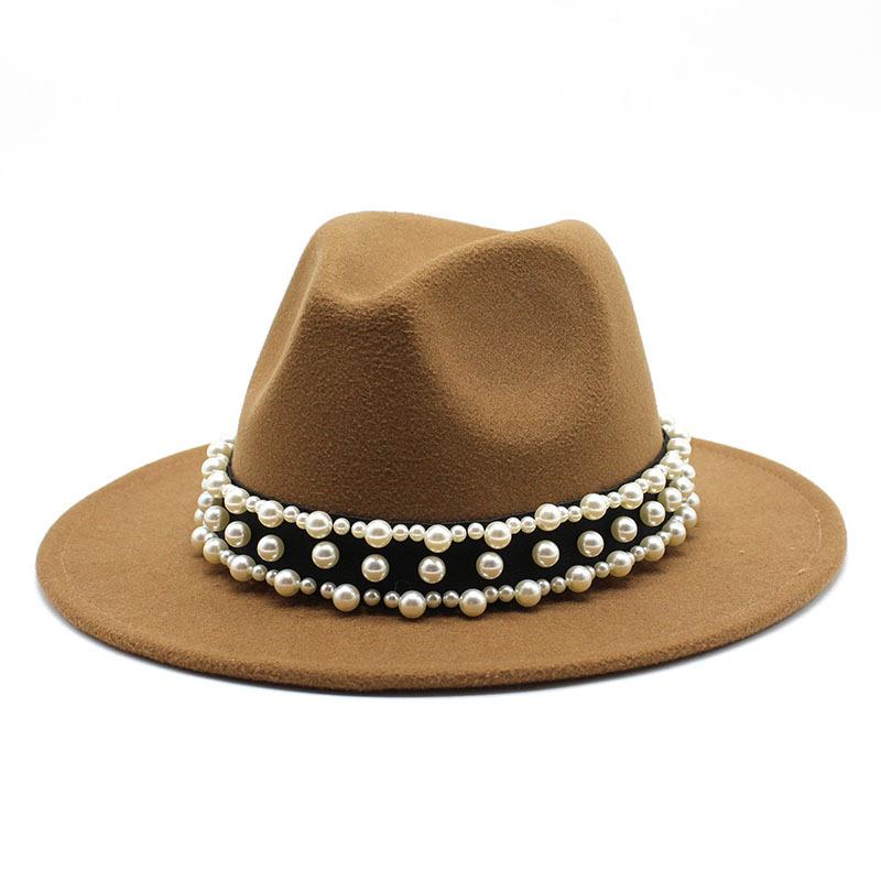 Jazz Hat, Pearl Top Hat, Женская модная мужская и женская шерстяная шляпа