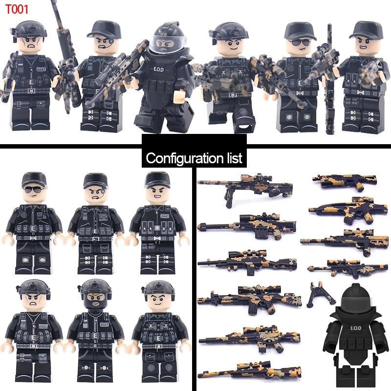 TopLovely Swat Team Военный армейский набор Военные аксессуары полиция Минифигурки Детали Строительные блоки Игрушки