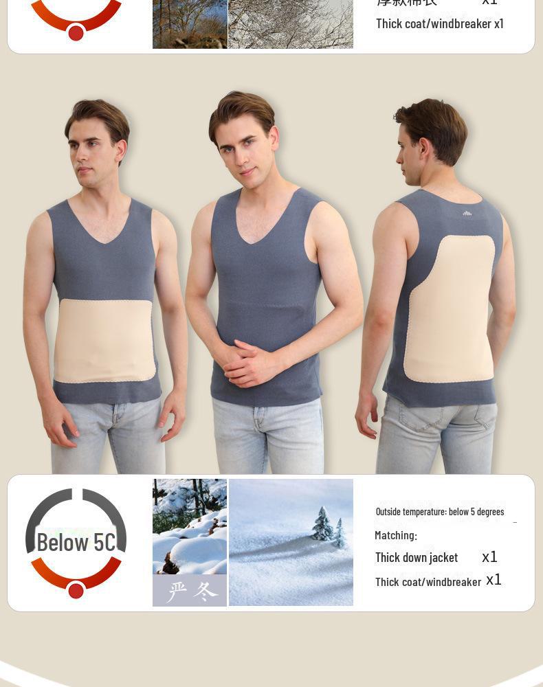 Мужской бесшовный шелковый жилет: Теплый, на бархатной подкладке, с подогревом сзади, облегающий крой, большой размер, идеально подходит для осени и зимы.