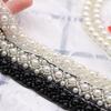 Embroidered Fabric Sewing Accessories Pearl Bridal Applique Beaded Dress Decor Lace Trim Ribbon