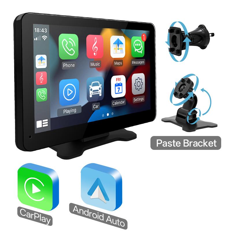 Hippcron 7" Rotatable Car Radio Wireless Carplay Android Auto Navigation Multimedia Player IPS Touch Screen USB Bluetooth Mirror