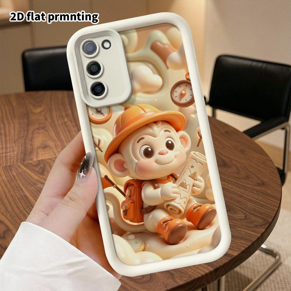 Phone Case: 2D flat design suitable for Samsung Galaxy A34 A35 M05 M06 S20 S22 S21 FE Plus 5G protective case, adventurous little monkey, perfect Chri