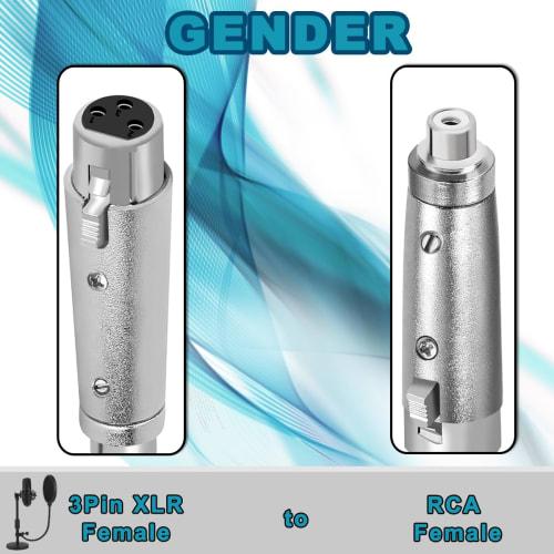 MKBKLLJY 3-контактный XLR гнездовой к RCA гнездовому адаптер гнездо аудио гендерный переходник соединитель с металлическим корпусом из цинкового сплава и серебристыми кабельными стяжками Co